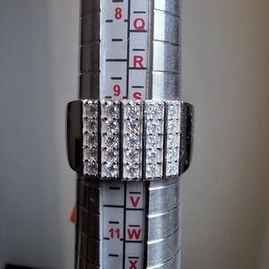 Rhodium Over 925 Sterling Silver Moissanite Diamond Mens Ring Size 11